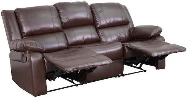 Alt view image 14 of 19 - Harmony Series Brown LeatherSoft Sofa with Two Built-In Recliners