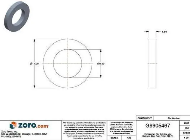 Alt view image 2 of 2 - ZORO SELECT M55930.060.0001 Flat Washer, For Screw Size M6 ,Stainless Steel