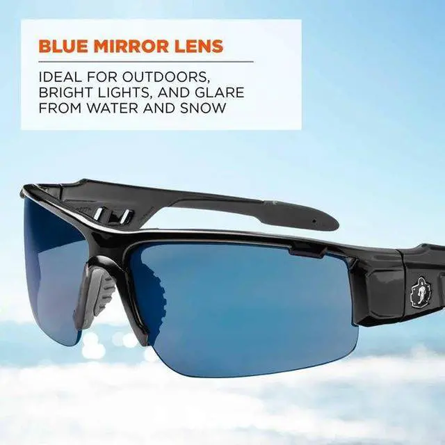 Alt view image 2 of 4 - ERGODYNE DAGR DAGR, Safety Glasses, Uncoated, Blue Mirror Lens, Black Frame,