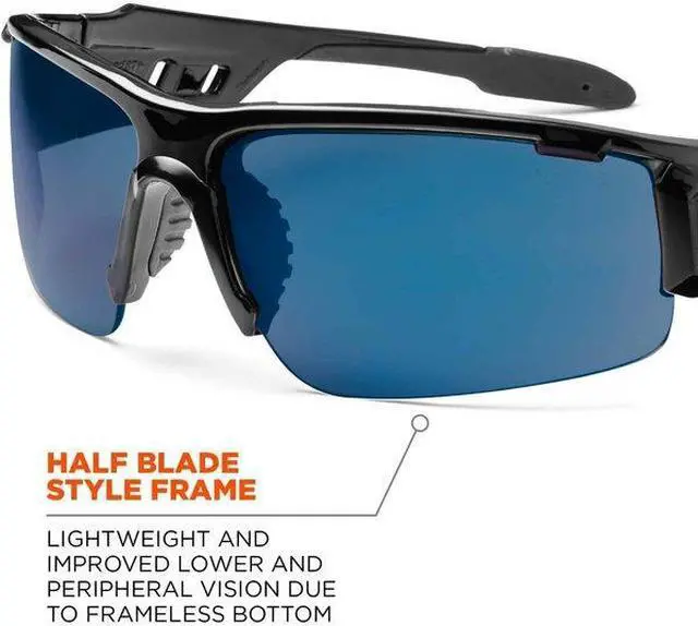Alt view image 4 of 4 - ERGODYNE DAGR DAGR, Safety Glasses, Uncoated, Blue Mirror Lens, Black Frame,