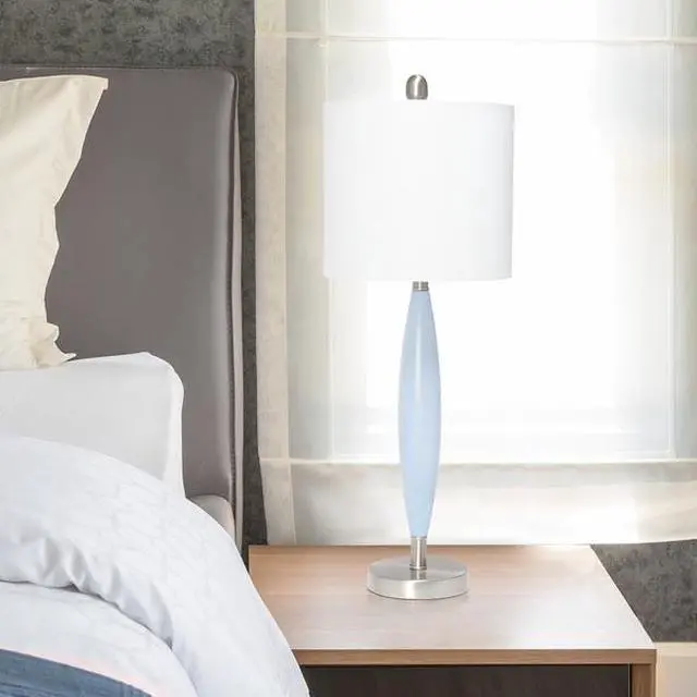 Alt view image 9 of 12 - Lalia Home Stylus Table Lamp with White Fabric Shade, Blue