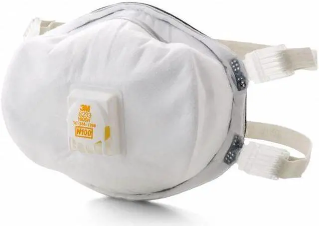 Alt view image 5 of 7 - 3M 8233 Disposable Respirator, N100, Molded, Dual, Adjustable, Metal Nose Clip,