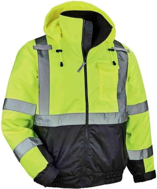 Alt view image 2 of 2 - ERGODYNE 8377 Quilted Bomber Jacket, 300D Oxford Polyester, Class 3 Type R,