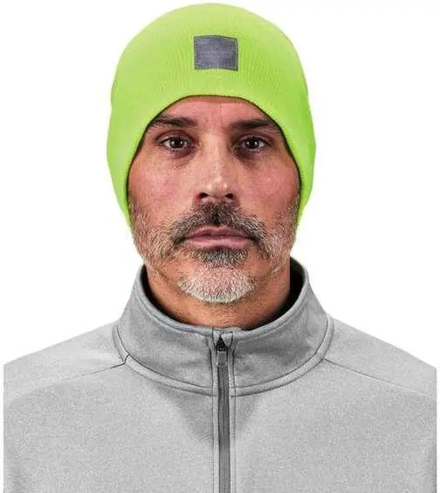Alt view image 3 of 15 - ERGODYNE 6812 Lime Ribbed Knit Beanie,PK6
