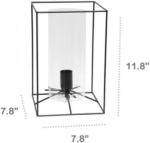 Alt view image 8 of 12 - Lalia Home Black Framed Table Lamp with Clear Cylinder Glass Shade, Large