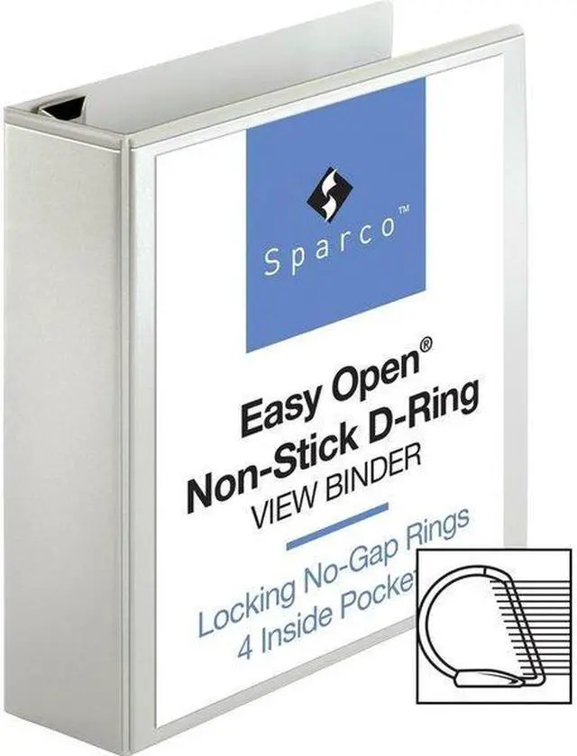 Alt view image 7 of 9 - Business Source View Binder Locking D-Ring 3" Capacity Letter White 26961