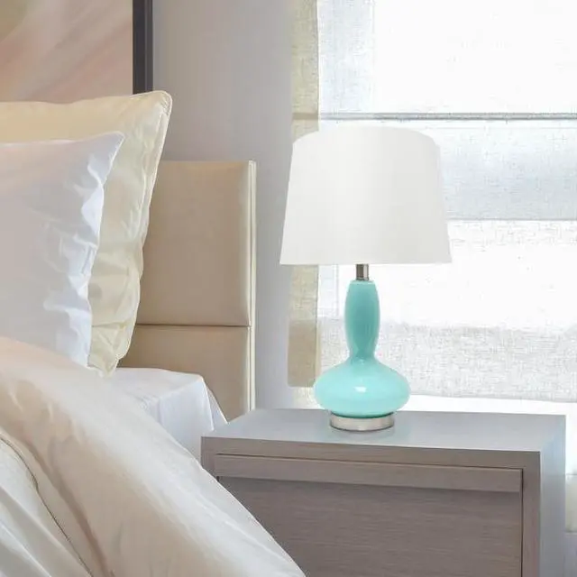 Alt view image 8 of 12 - Lalia Home Glass Dollop Table Lamp with White Fabric Shade, Seafoam