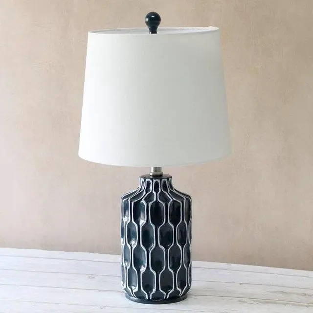 Alt view image 8 of 12 - Lalia Home Moroccan Table Lamp with Fabric White Shade, Blue