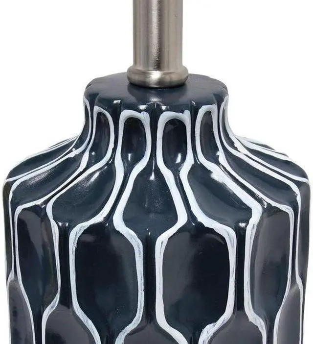 Alt view image 10 of 12 - Lalia Home Moroccan Table Lamp with Fabric White Shade, Blue