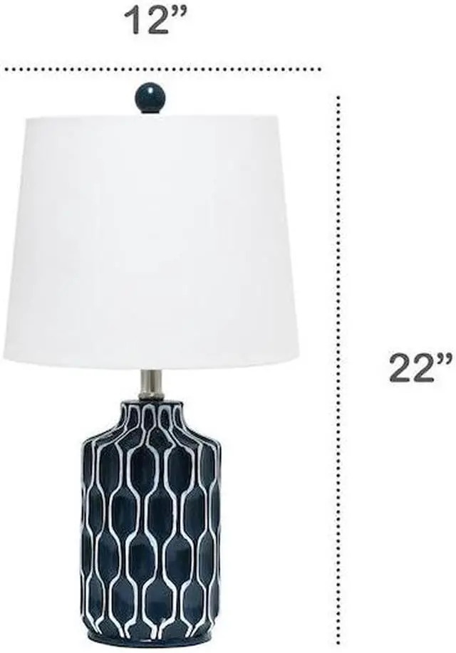 Alt view image 12 of 12 - Lalia Home Moroccan Table Lamp with Fabric White Shade, Blue