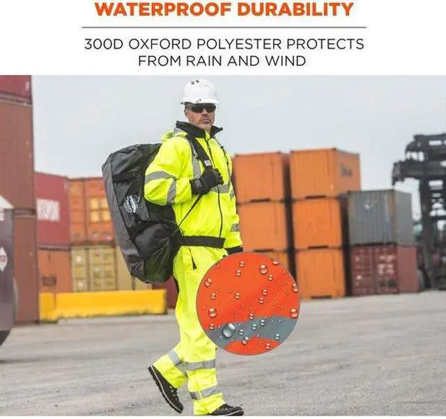 Alt view image 2 of 3 - GLOWEAR BY ERGODYNE 8915 Rain Pants, Breathable, Hi-Vis Orange, S