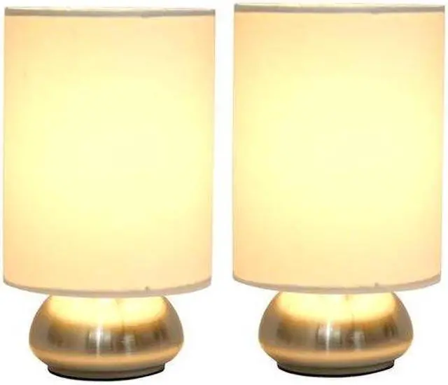 Alt view image 4 of 8 - Simple Designs Gemini 2 Pack Mini Touch Lamp with Brushed Nickel Base and Fabric Shades
