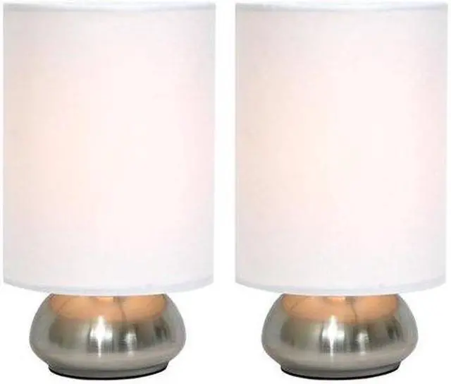 Alt view image 7 of 8 - Simple Designs Gemini 2 Pack Mini Touch Lamp with Brushed Nickel Base and Fabric Shades