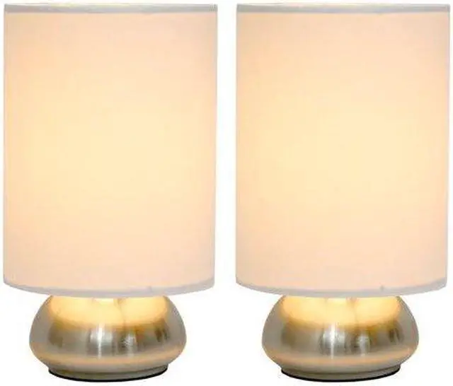 Alt view image 8 of 8 - Simple Designs Gemini 2 Pack Mini Touch Lamp with Brushed Nickel Base and Fabric Shades