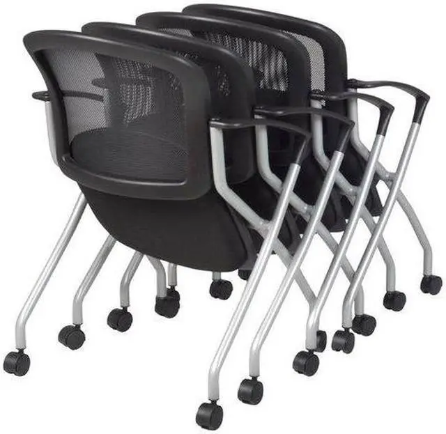 Alt view image 4 of 6 - REGENCY 2309BK4PK Desk Chair, Fabric, 18" Height, Fixed Arms, Silver, Black