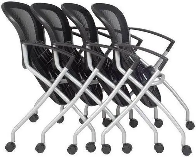 Alt view image 6 of 6 - REGENCY 2309BK4PK Desk Chair, Fabric, 18" Height, Fixed Arms, Silver, Black