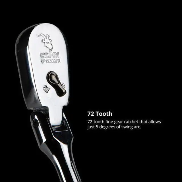 Alt view image 4 of 5 - CAPRI TOOLS CP12300FX 3/8 in Drive 72-Tooth Flex-Head Low Profile Ratchet