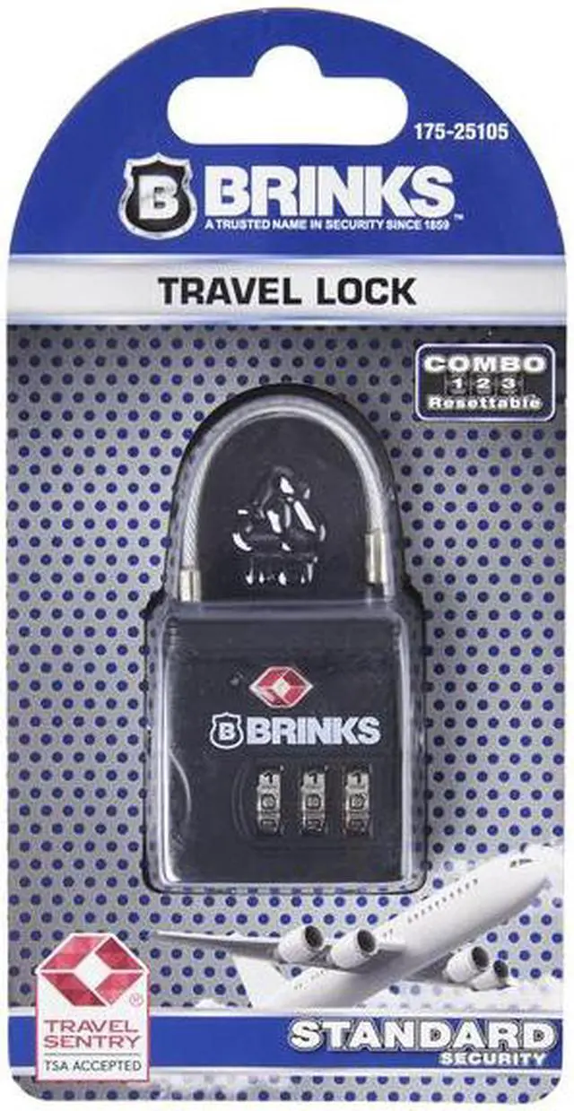 Alt view image 2 of 3 - BRINKS 175-25105 Combination Padlock, Zinc, TSA Approved, 25mm, Resettable