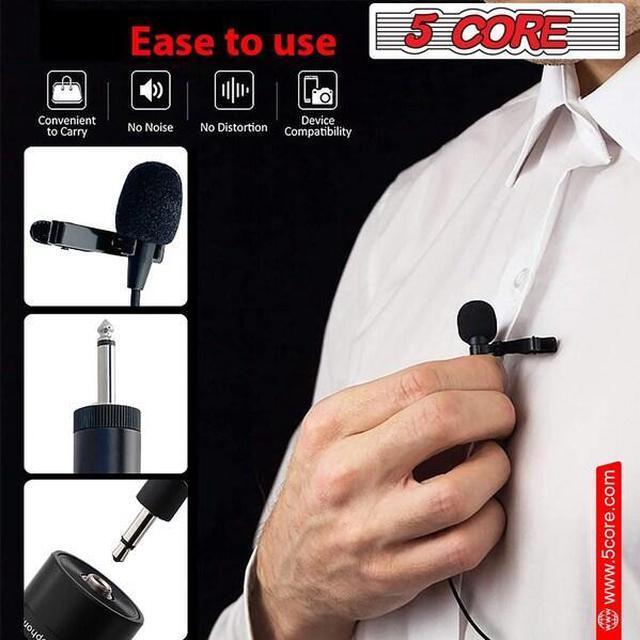 Alt view image 13 of 15 - 5 Core Premium Lavalier Microphone Lapel Clip-on Mini Wired Omnidirectional Condenser Mic for Podcasting, Recording, Vlogging, Android, Smartphone, DSLR, Camera, Computer, Laptop