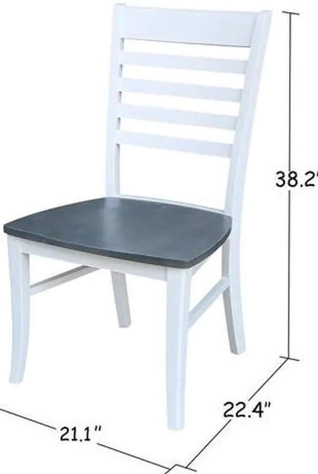 Alt view image 3 of 7 - INTERNATIONAL CONCEPTS C05-310P Set of 2 Cosmo Roma Chairs, White/Heather gray