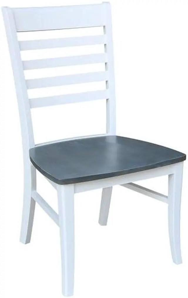 Alt view image 4 of 7 - INTERNATIONAL CONCEPTS C05-310P Set of 2 Cosmo Roma Chairs, White/Heather gray