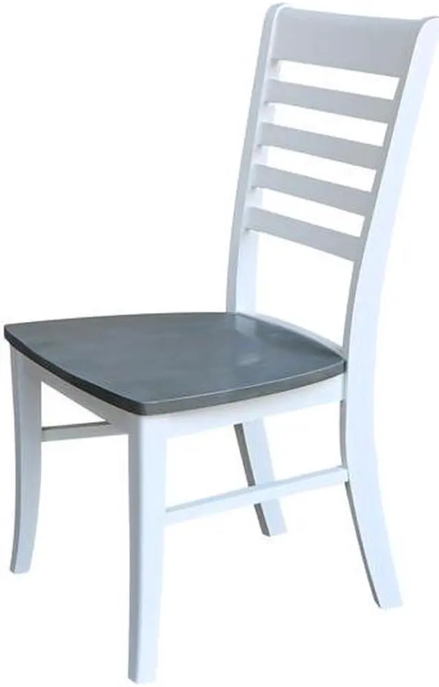 Alt view image 6 of 7 - INTERNATIONAL CONCEPTS C05-310P Set of 2 Cosmo Roma Chairs, White/Heather gray