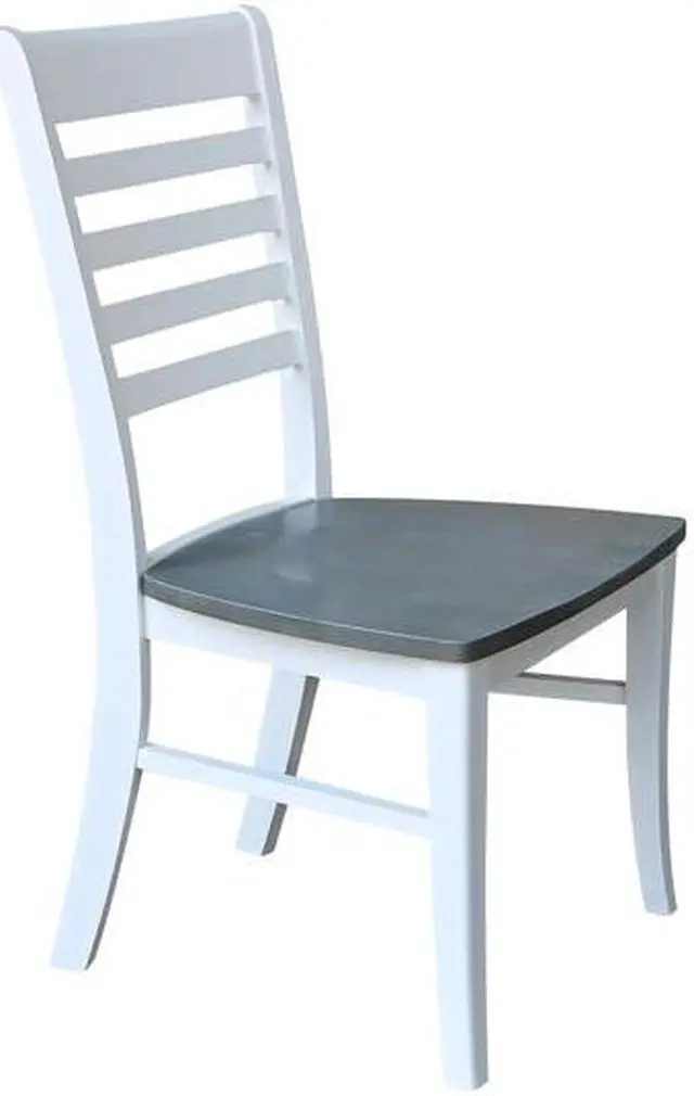 Alt view image 7 of 7 - INTERNATIONAL CONCEPTS C05-310P Set of 2 Cosmo Roma Chairs, White/Heather gray