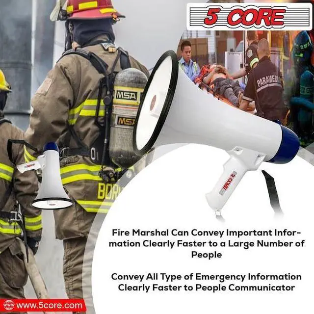 Alt view image 13 of 15 - 5 Core Megaphone 20W Bull Horn 300 Yard Range w Loud Siren Portable Volume Control Voice Amplifier Horn Cheer Noise Maker for Coaches Sporting Event Party Crowd Control - 20R WoB
