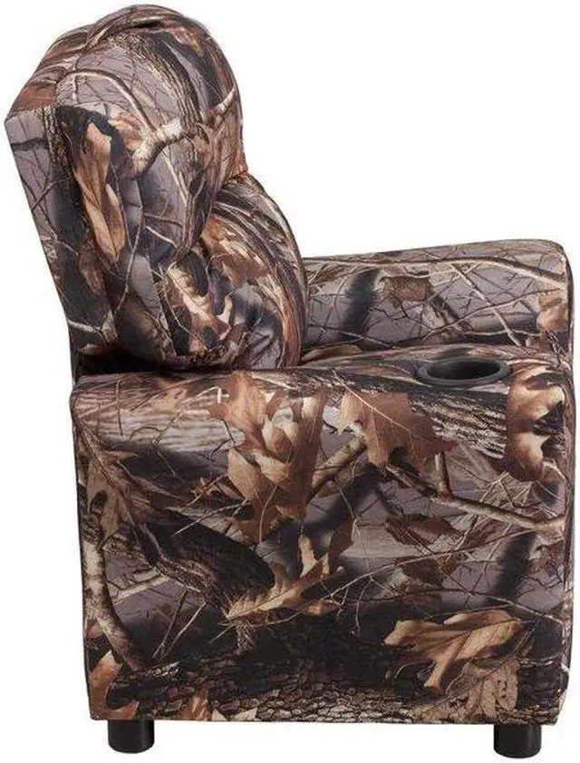 Alt view image 14 of 20 - Contemporary Camouflaged Fabric Kids Recliner with Cup Holder