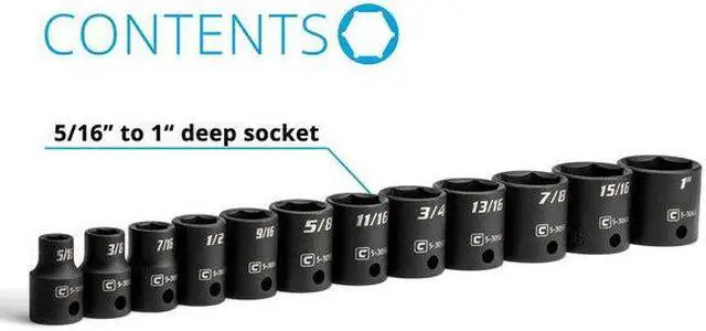 Alt view image 2 of 6 - CAPRI TOOLS CP53000-12SS 3/8 in Drive Shallow Impact Socket Set, SAE, 12 pcs
