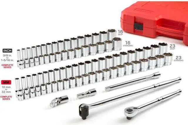 Alt view image 3 of 7 - TEKTON SKT25302 1/2 Inch Drive 6-Point Socket and Ratchet Set, 83-Piece (3/8 -