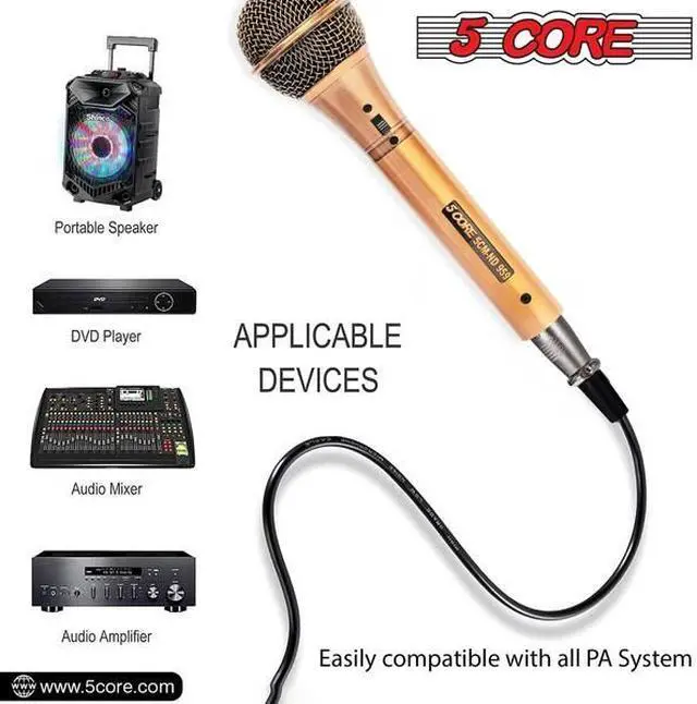 Alt view image 12 of 20 - 5 Core Mic Karaoke Dynamic Handheld XLR Microphone for Professional Vocal Recording Live Stage Singing Music Neodymium 1/4 Corded Wired Micrófono - ND-959 Elantra