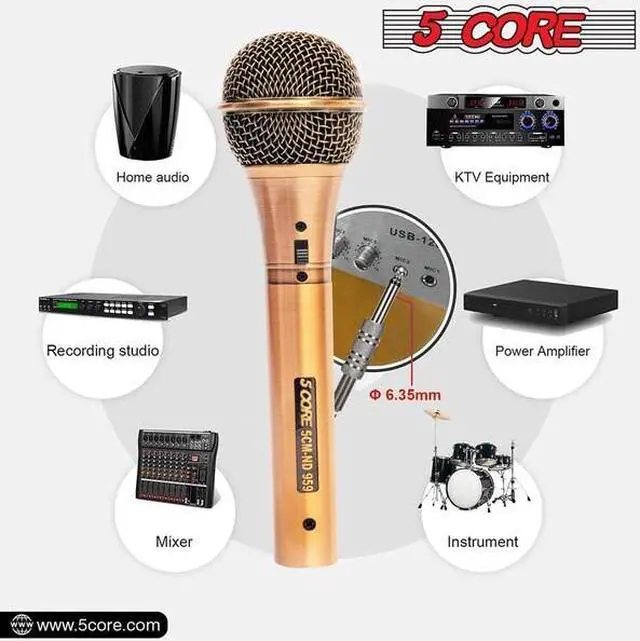 Alt view image 13 of 20 - 5 Core Mic Karaoke Dynamic Handheld XLR Microphone for Professional Vocal Recording Live Stage Singing Music Neodymium 1/4 Corded Wired Micrófono - ND-959 Elantra