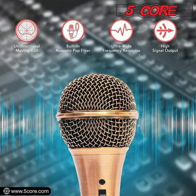 Alt view image 14 of 20 - 5 Core Mic Karaoke Dynamic Handheld XLR Microphone for Professional Vocal Recording Live Stage Singing Music Neodymium 1/4 Corded Wired Micrófono - ND-959 Elantra