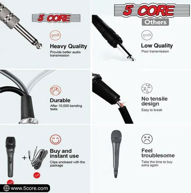 Alt view image 12 of 14 - 5 Core Mic Karaoke Dynamic Handheld XLR Microphone for Professional Vocal Recording Live Stage Singing Music Neodymium 1/4 Corded Wired Micrófono - ND-32 ARMEX
