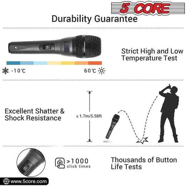 Alt view image 14 of 14 - 5 Core Mic Karaoke Dynamic Handheld XLR Microphone for Professional Vocal Recording Live Stage Singing Music Neodymium 1/4 Corded Wired Micrófono - ND-32 ARMEX