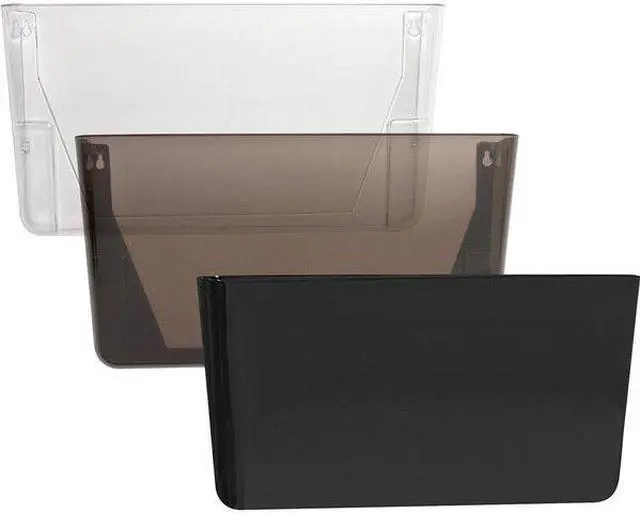 Alt view image 3 of 7 - Lorell Wall File Pockets 13-1/8"x4-1/4"x14-3/4" 3/PK Smoke 60002