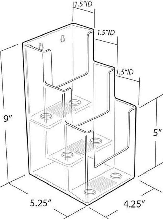 Alt view image 2 of 2 - AZAR DISPLAYS 252033 Three-Tier, Three-Pocket Trifold Brochure Holder, PK2