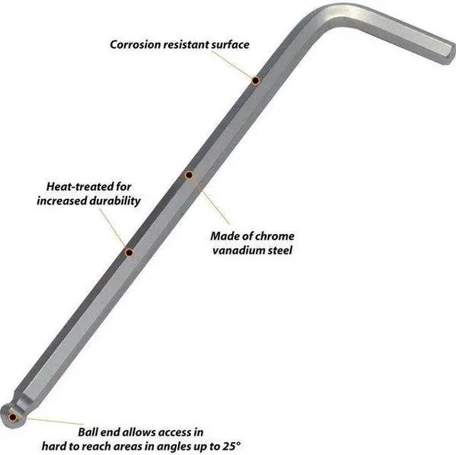 Alt view image 2 of 4 - DYNAMIC D043202 Tools 9 Piece Metric Ball End Long Hex Key Set, 1.5mm - 10mm