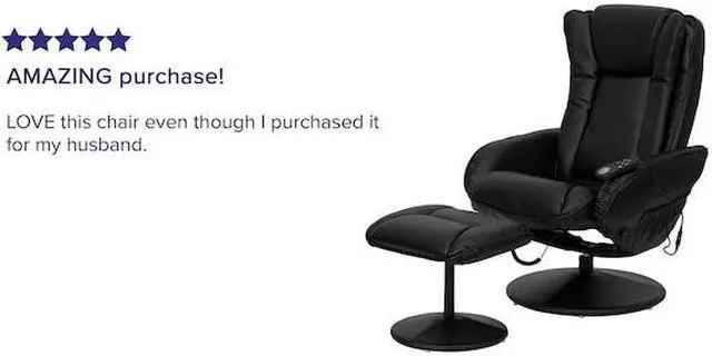 Alt view image 20 of 20 - Massaging Multi-Position Plush Recliner with Side Pocket and Ottoman in Black LeatherSoft