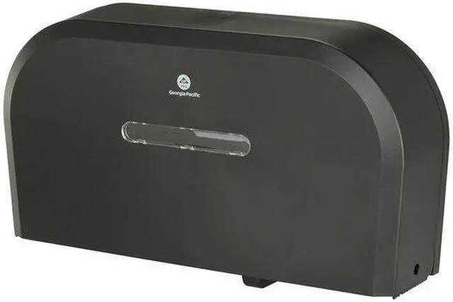 Alt view image 7 of 9 - Georgia Pacific 59209 Jumbo Jr. Two-Roll Bathroom Tissue Dispenser- 20 x 5 3/5 x 12 1/4- Smoke