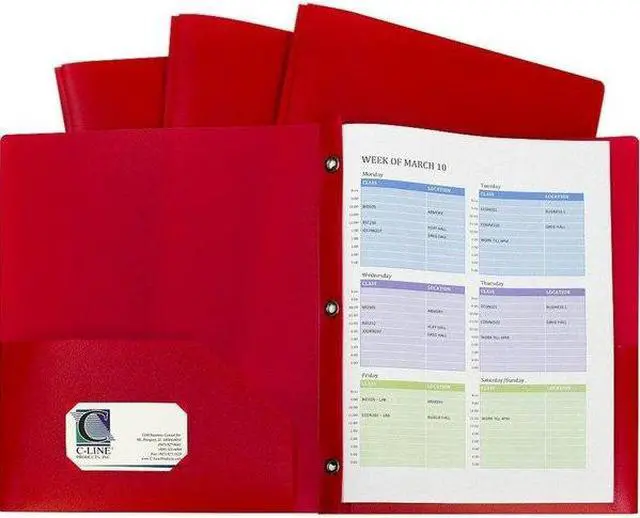 Alt view image 2 of 2 - C-LINE PRODUCTS 32964 Two Pocket File Folder, Prong, Red, Pk10