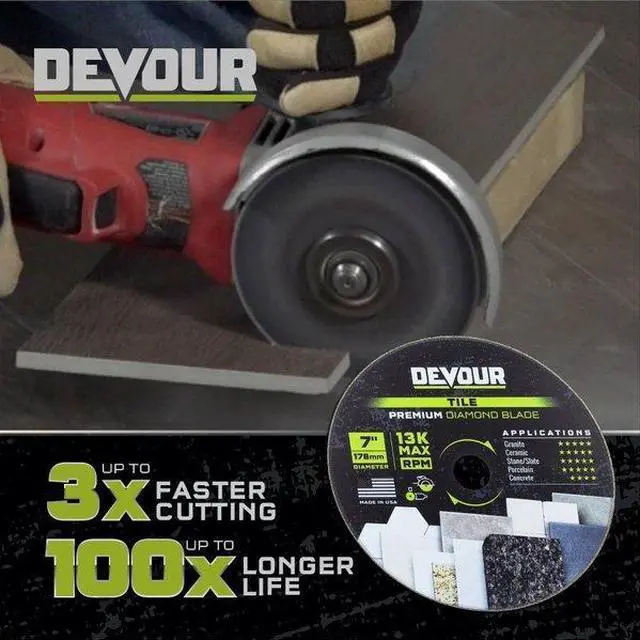 Alt view image 2 of 6 - DEVOUR NT70CTDW 7" Tile PREMIUM Tile Continuous Rim Blade