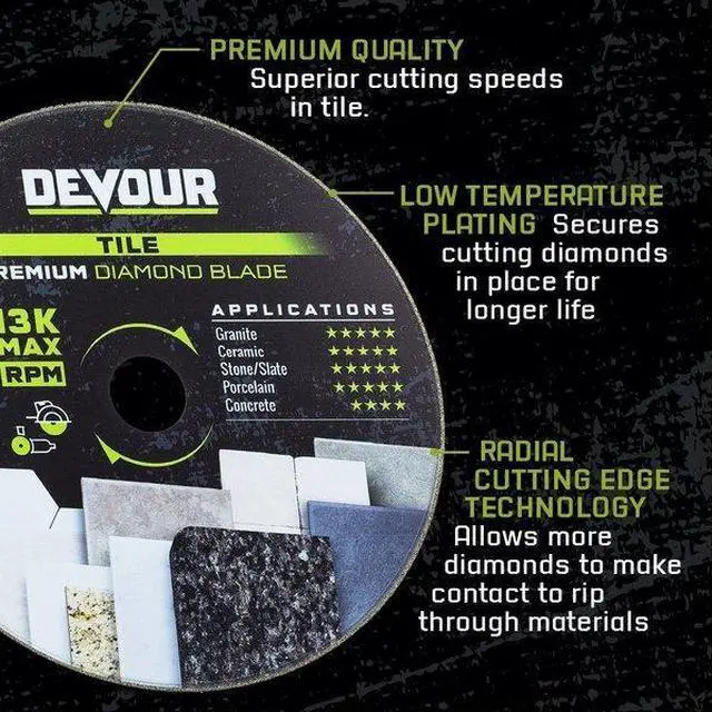 Alt view image 6 of 6 - DEVOUR NT70CTDW 7" Tile PREMIUM Tile Continuous Rim Blade