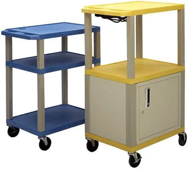 Alt view image 2 of 2 - ZORO SELECT WT26BU Utility Cart with Lipped Plastic Shelves, Thermoplastic
