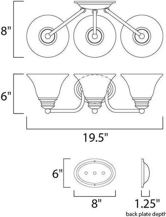 Alt view image 2 of 2 - MAXIM 2688MROI Malaga 3-Light 19.5" Wide Oil Rubbed Bronze Vanity Light