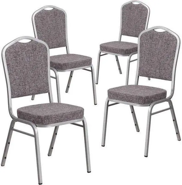 Alt view image 2 of 7 - FLASH FURNITURE 4-FD-C01-S-12-GG Gray Fabric Banquet Chair,PK4