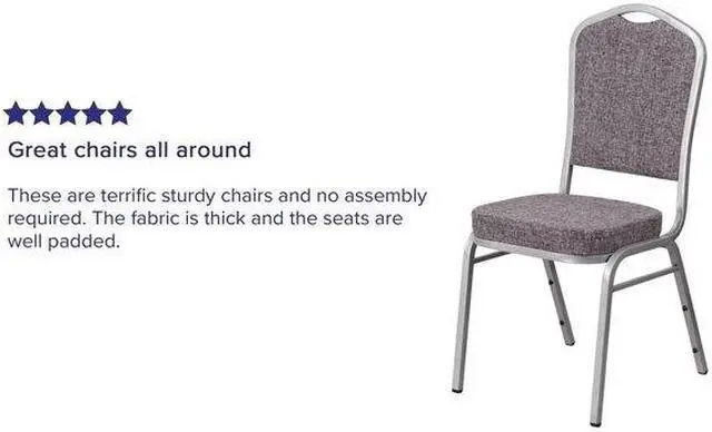 Alt view image 6 of 7 - FLASH FURNITURE 4-FD-C01-S-12-GG Gray Fabric Banquet Chair,PK4