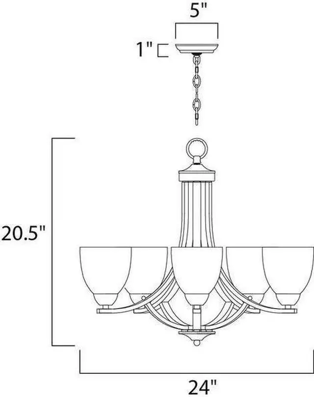 Alt view image 2 of 2 - MAXIM LIGHTING 11225FTSN Axis 5-Light 24" Wide Satin Nickel Chandelier