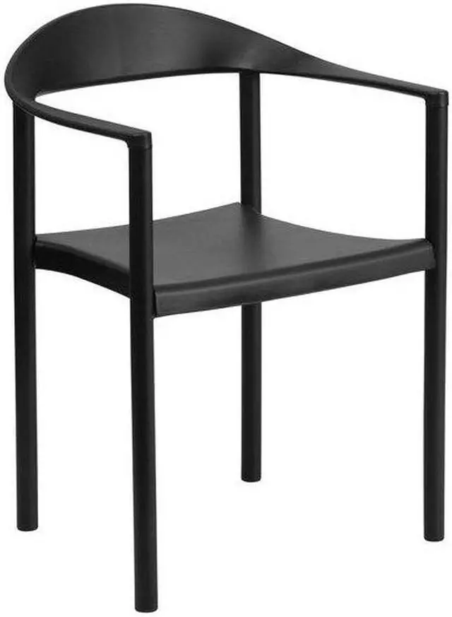 Alt view image 11 of 14 - Flash Furniture HERCULES Series Plastic Cafe Stack Chair Black 5 Pack (5RUT418BK)